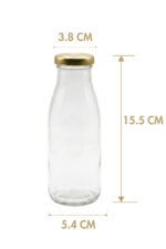 15 Adet Smoothie Şeffaf Yağdanlık Meşrubat, Limonata Şişesi Sürahi Gold Metal Kapaklı Boş Cam Şişe 250 ml - Görsel 2