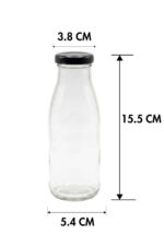 6 Adet Smoothie Şeffaf Yağdanlık Meşrubat, Limonata Şişesi Sürahi Siyah Metal Kapaklı Boş Cam Şişe 250 ml - Görsel 2