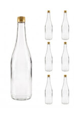 6 Adet Sızdırmaz Metal Gold Kapaklı Şeffaf Cam Süt Ayran Limonata Meşrubat Şişesi 1000 Ml