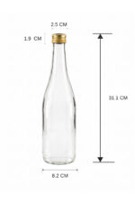 6 Adet Sızdırmaz Metal Gold Kapaklı Şeffaf Cam Süt Ayran Limonata Meşrubat Şişesi 1000 Ml - Görsel 2