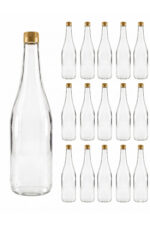 15 Adet Sızdırmaz Metal Gold Kapaklı Şeffaf Cam Süt Ayran Limonata Meşrubat Şişesi 1000 Ml