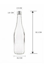 2 Adet Sızdırmaz Metal Gümüş Kapaklı Şeffaf Cam Süt Ayran Limonata Meşrubat Şişesi 1000 Ml - Görsel 2
