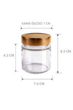 2 Adet Bakır Bronz Rengi Derin Kapaklı Şeffaf Reçel Sos Konserve Fıstık Ezmesi Tahin Pekmez Cam Kavanozu 255 ML - Görsel 2