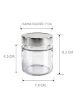 2 Adet Gümüş Rengi Derin Kapaklı Şeffaf Reçel Sos Konserve Fıstık Ezmesi Tahin Pekmez Cam Kavanozu 255 ML - Görsel 2