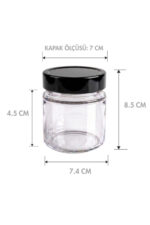 6 Adet Siyah Rengi Derin Kapaklı Şeffaf Reçel Sos Konserve Fıstık Ezmesi Tahin Pekmez Cam Kavanozu 255 ML - Görsel 2
