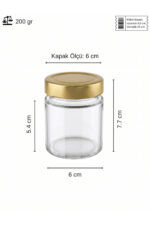 6 Adet GOLD Metal Derin Kapaklı Şeffaf Cam Bebek Mama Kabı Mumluk Reçel Kavanozu 156 ml - Görsel 3