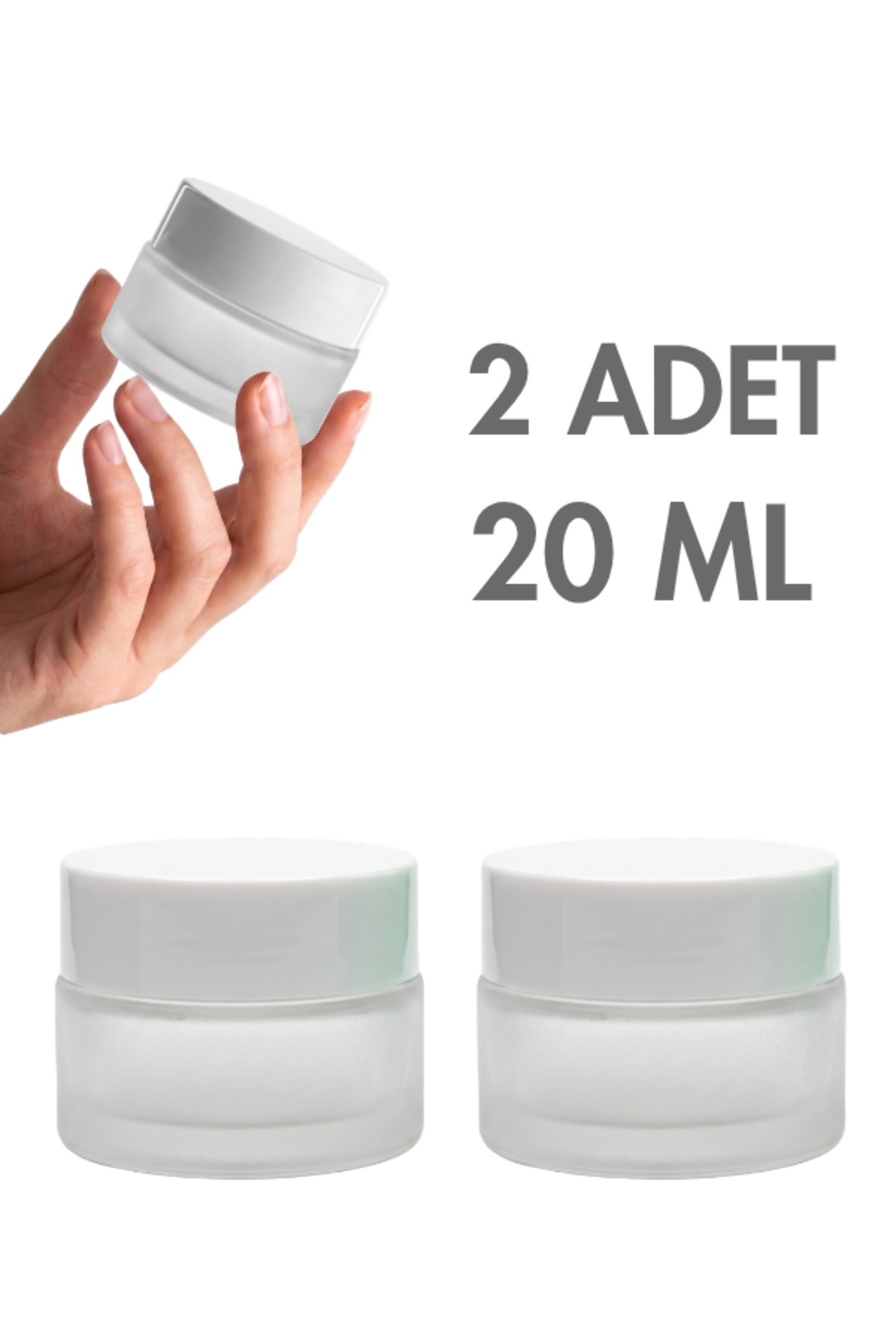 1_org_zoom 2 Adet Beyaz Parlak Kapaklı Buzlu Dudak Cilt Bakımı Krem Kozmetik El Bakım Seyahat Cam Kavanozu 20 ML - Görsel 1