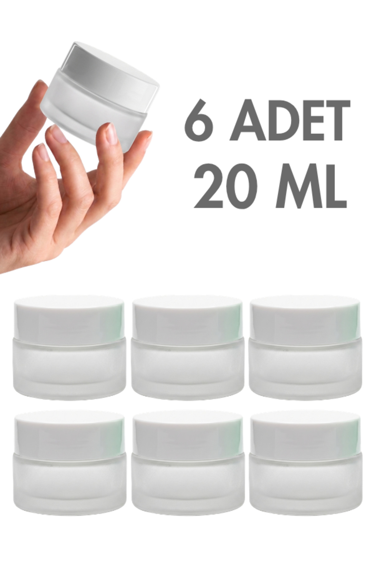 1_org_zoom 2 Adet Beyaz Parlak Kapaklı Buzlu Dudak Cilt Bakımı Krem Kozmetik El Bakım Seyahat Cam Kavanozu 20 ML - Görsel 1