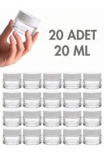 20 Adet Beyaz Parlak Kapaklı Şeffaf Dudak Cilt Bakımı Krem Kozmetik El Bakım Seyahat Cam Kavanozu 20 ML