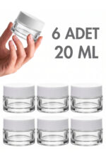 6 Adet Beyaz Parlak Kapaklı Şeffaf Dudak Cilt Bakımı Krem Kozmetik El Bakım Seyahat Cam Kavanozu 20 ML