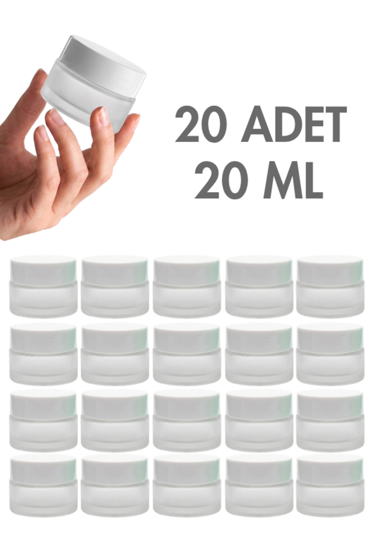 1_org_zoom 2 Adet Beyaz Parlak Kapaklı Buzlu Dudak Cilt Bakımı Krem Kozmetik El Bakım Seyahat Cam Kavanozu 20 ML - Görsel 1