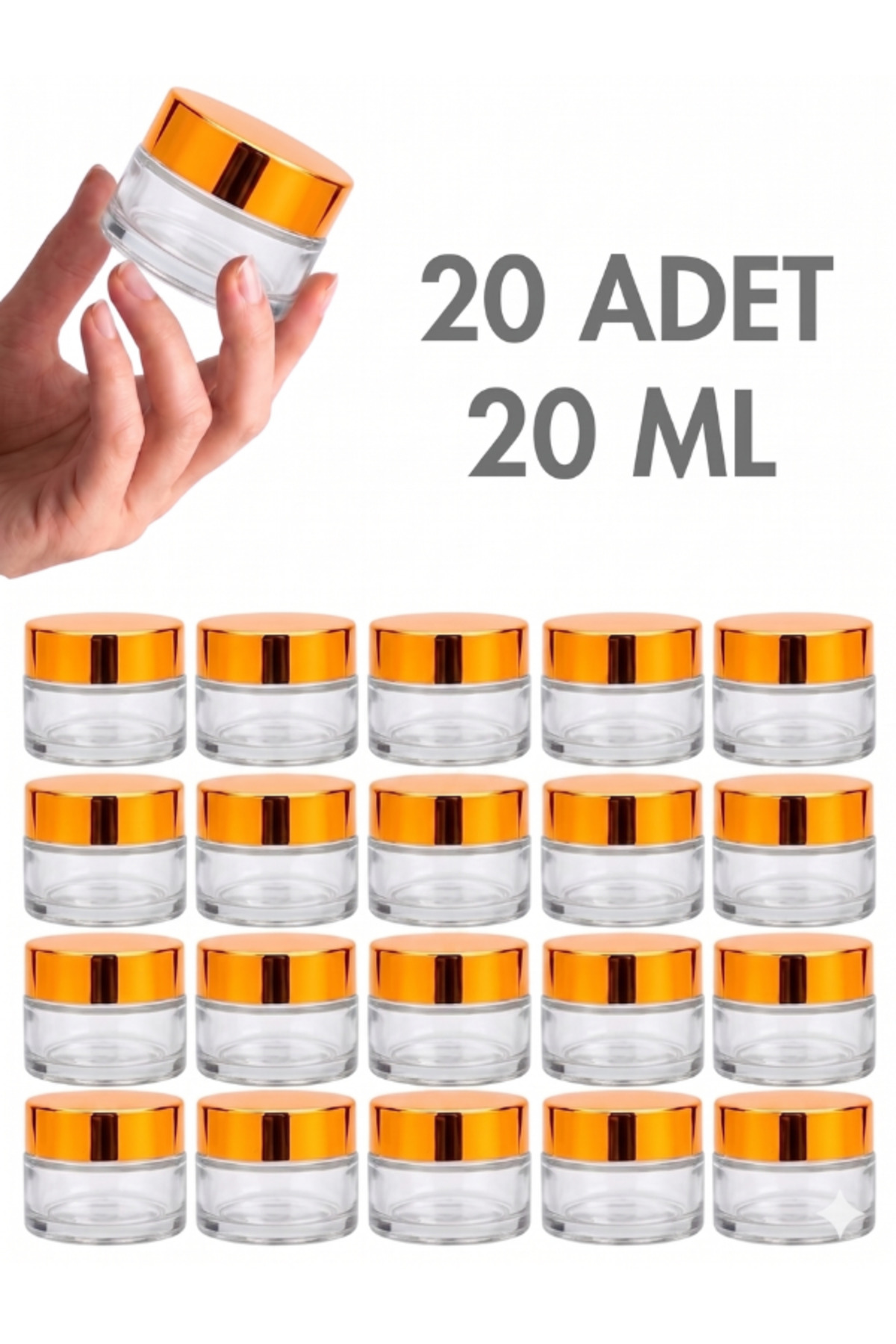 1_org_zoom 20 Adet Gold Parlak Kapaklı Şeffaf Dudak Cilt Bakımı Krem Kozmetik El Bakım Seyahat Cam Kavanozu 20 ML - Görsel 1
