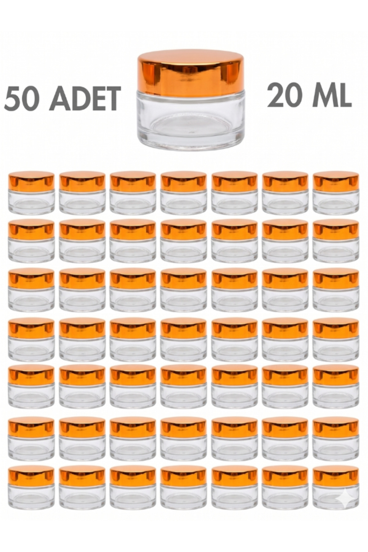 1_org_zoom 50 Adet Gold Parlak Kapaklı Şeffaf Dudak Cilt Bakımı Krem Kozmetik El Bakım Seyahat Cam Kavanozu 20 ML - Görsel 1