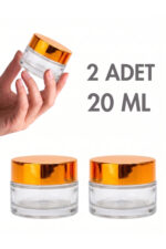2 Adet Gold Parlak Kapaklı Şeffaf Dudak Cilt Bakımı Krem Kozmetik El Bakım Seyahat Cam Kavanozu 20 ML