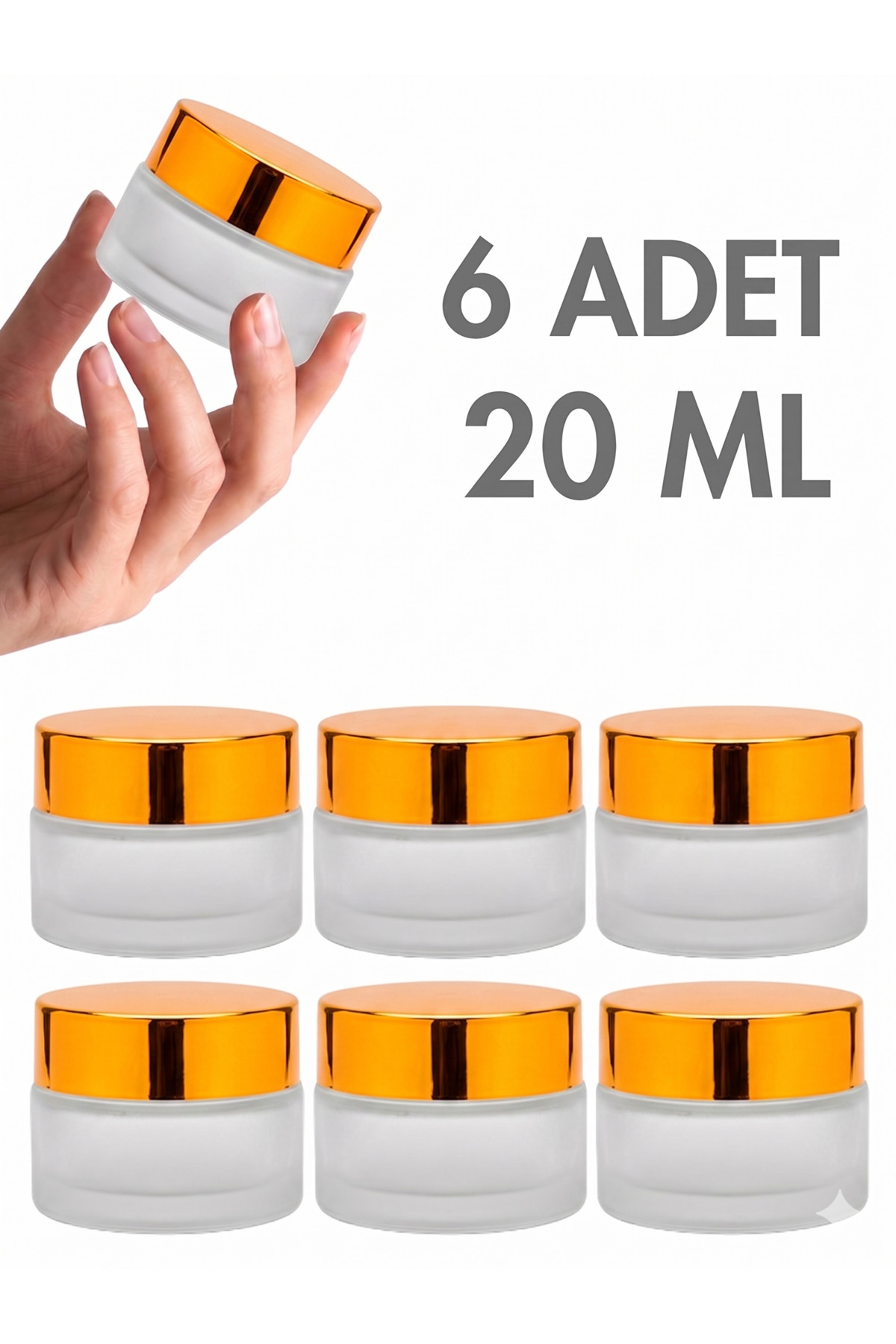 1_org_zoom 50 Adet Gold Parlak Kapaklı Buzlu Dudak Cilt Bakımı Krem Kozmetik El Bakım Seyahat Cam Kavanozu 20 ML - Görsel 1