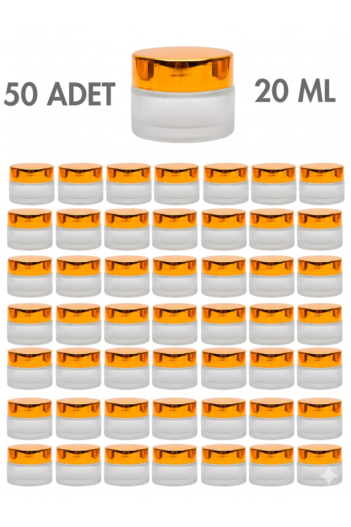 1_org_zoom 50 Adet Gold Parlak Kapaklı Buzlu Dudak Cilt Bakımı Krem Kozmetik El Bakım Seyahat Cam Kavanozu 20 ML - Görsel 1