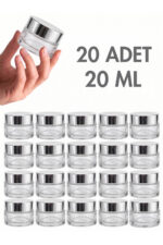 20 Adet Silver Parlak Kapaklı Şeffaf Dudak Cilt Bakımı Krem Kozmetik El Bakım Seyahat Cam Kavanozu 20 ML