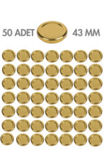 50 Adet Gold Metal Kavanoz Kapağı – 43 mm (29 ve 40 cc kavanozlara uyumlu)