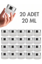 20 Adet Silver Parlak Kapaklı Buzlu Dudak Cilt Bakımı Krem Kozmetik El Bakım Seyahat Cam Kavanozu 20 ML