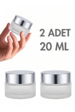 2 Adet Silver Parlak Kapaklı Buzlu Dudak Cilt Bakımı Krem Kozmetik El Bakım Seyahat Cam Kavanozu 20 ML