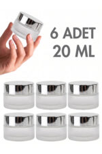 6 Adet Silver Parlak Kapaklı Buzlu Dudak Cilt Bakımı Krem Kozmetik El Bakım Seyahat Cam Kavanozu 20 ML