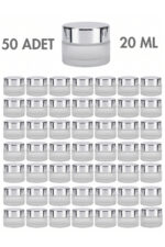 50 Adet Silver Parlak Kapaklı Buzlu Dudak Cilt Bakımı Krem Kozmetik El Bakım Seyahat Cam Kavanozu 20 ML