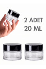 2 Adet Siyah Parlak Kapaklı Şeffaf Dudak Bakımı Krem Kozmetik El Bakım Seyahat Cam Kavanozu 20 ML