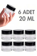 6 Adet Siyah Parlak Kapaklı Şeffaf Dudak Bakımı Krem Kozmetik El Bakım Seyahat Cam Kavanozu 20 ML