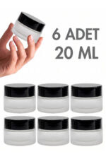 6 Adet Siyah Parlak Kapaklı Buzlu Dudak Bakımı Krem Kozmetik El Bakım Seyahat Cam Kavanozu 20 ML
