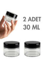 2 Adet Siyah Kapaklı Parlak Şeffaf Cam Lip Glowy Balm Krem Kozmetik El Bakım Seyahat Kavanozu 30ML
