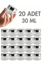20 Adet Silver Kapaklı Parlak Şeffaf Cam Lip Glowy Balm Krem Kozmetik El Bakım Seyahat Kavanozu 30ML