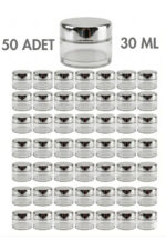 50 Adet Silver Kapaklı Parlak Şeffaf Cam Lip Glowy Balm Krem Kozmetik El Bakım Seyahat Kavanozu 30ML