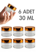 6 Adet Gold Kapaklı Parlak Şeffaf Cam Lip Glowy Balm Krem Kozmetik El Bakım Seyahat Kavanozu 30 ML