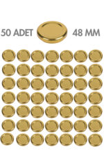 50 Adet Gold Kapak Metal Kavanoz Kapağı – 48 mm (105 cc kavanozlara uyumlu)