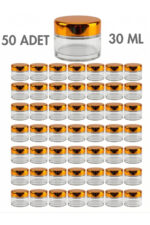 50 Adet Gold Kapaklı Parlak Şeffaf Cam Lip Glowy Balm Krem Kozmetik El Bakım Seyahat Kavanozu 30 ML