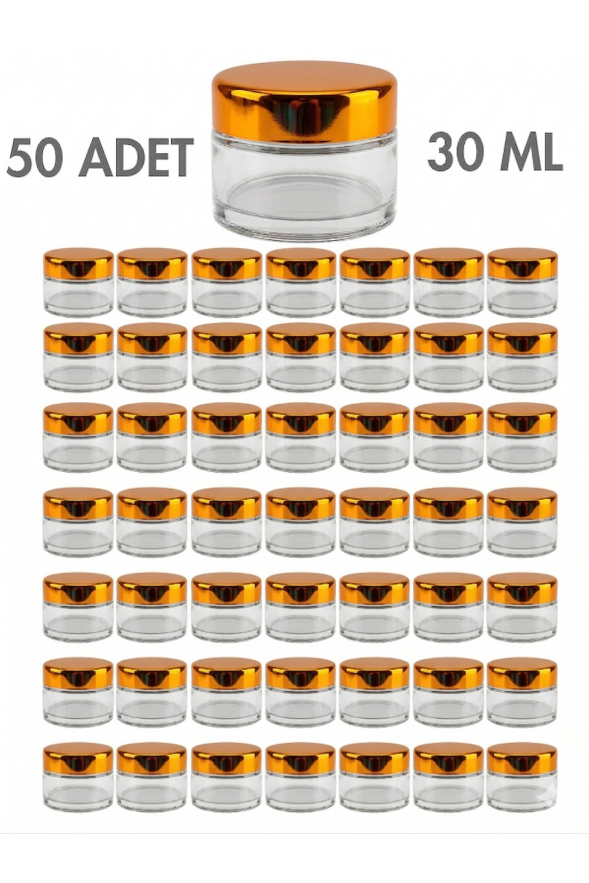 1_org_zoom 50 Adet Gold Kapaklı Parlak Şeffaf Cam Lip Glowy Balm Krem Kozmetik El Bakım Seyahat Kavanozu 30 ML - Görsel 1