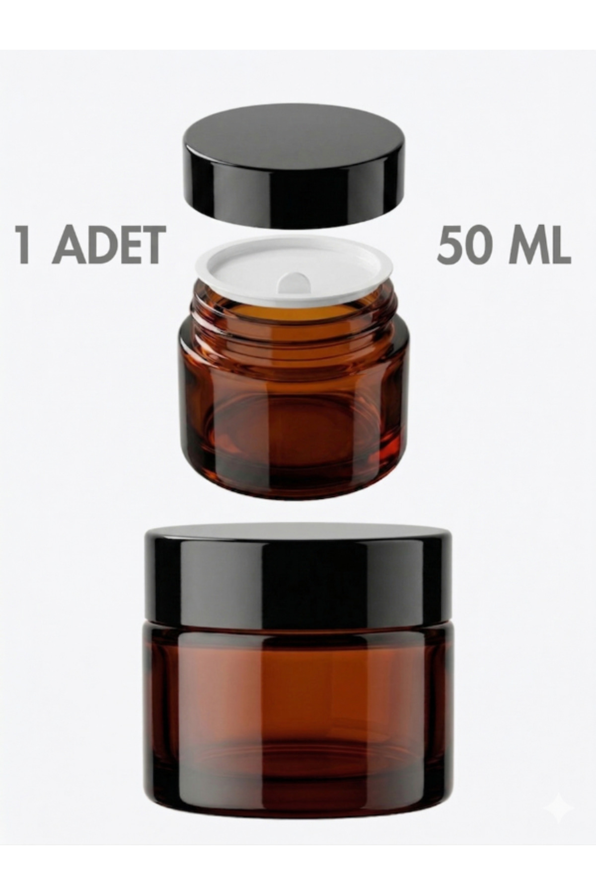 1_org_zoom 1 Adet Siyah Kapaklı Parlak Amber Cam Lip Sleeping Krem Kozmetik El Bakım Seyahat Kavanozu 50 ML - Görsel 1