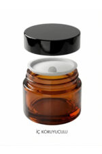 1 Adet Siyah Kapaklı Parlak Amber Cam Lip Sleeping Krem Kozmetik El Bakım Seyahat Kavanozu 50 ML - Görsel 3