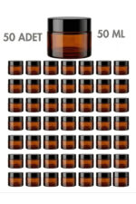 50 Adet Siyah Kapaklı Parlak Amber Cam Lip Sleeping Krem Kozmetik El Bakım Seyahat Kavanozu 50 ML