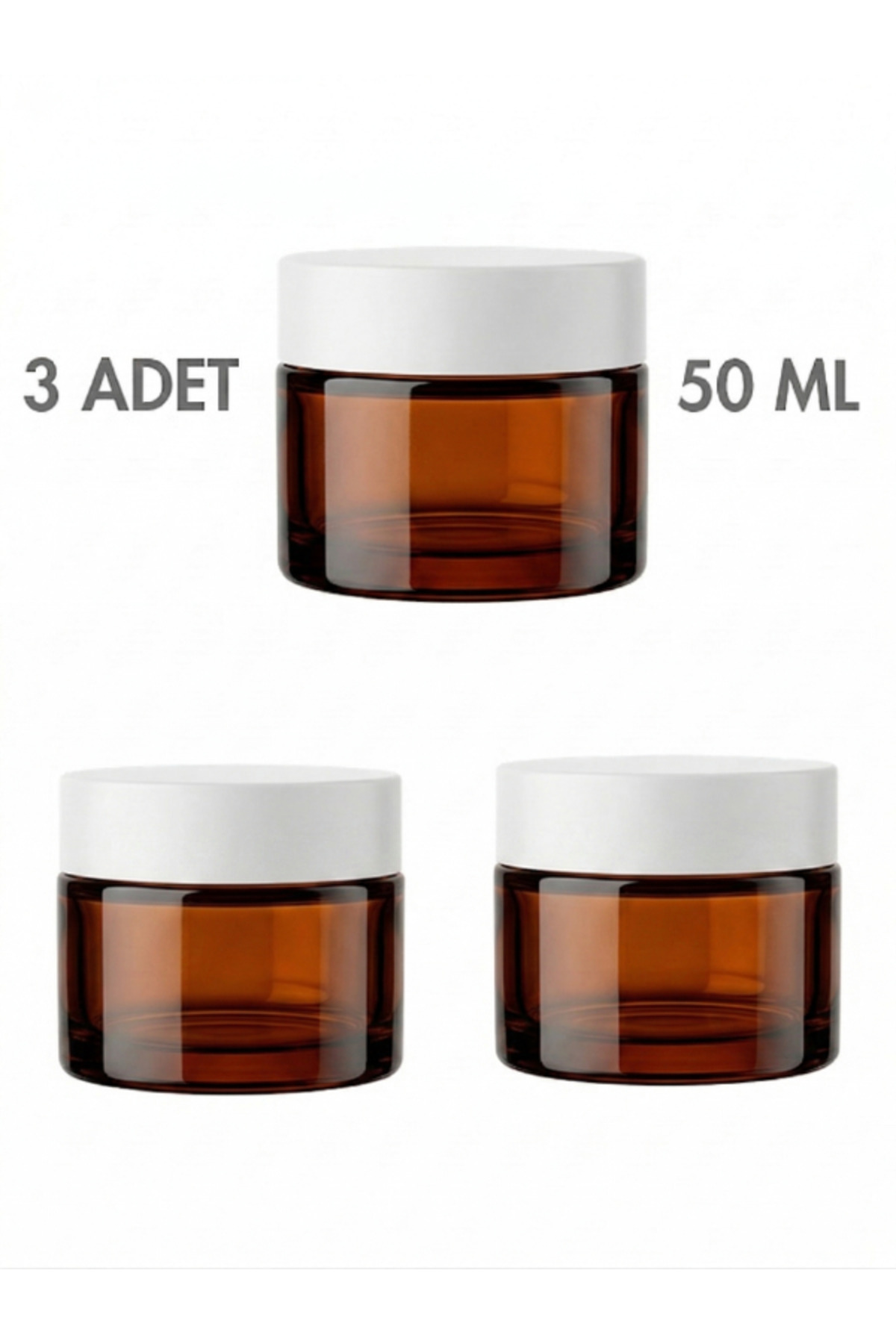 1_org_zoom 3 Adet Beyaz Kapaklı Parlak Amber Cam Lip Sleeping Krem Kozmetik El Bakım Seyahat Kavanozu 50 ML - Görsel 1