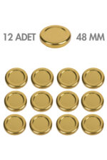 12 Adet Gold Kapak Metal Kavanoz Kapağı – 48 mm (105 cc kavanozlara uyumlu)