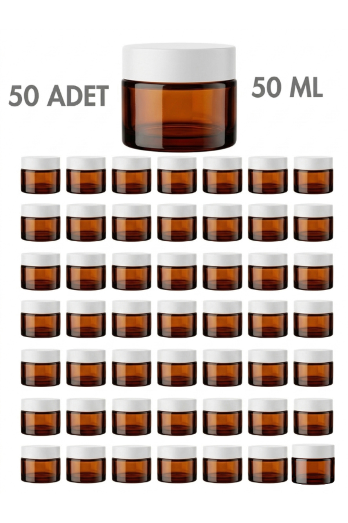 1_org_zoom 50 Adet Beyaz Kapaklı Parlak Amber Cam Lip Sleeping Krem Kozmetik El Bakım Seyahat Kavanozu 50 ML - Görsel 1