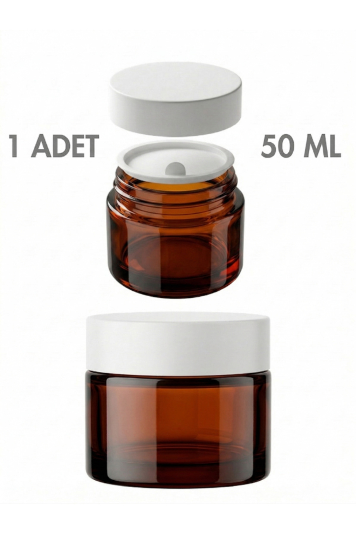 1_org_zoom 1 Adet Beyaz Kapaklı Parlak Amber Cam Lip Sleeping Krem Kozmetik El Bakım Seyahat Kavanozu 50 ML - Görsel 1