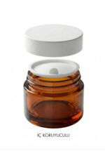 1 Adet Beyaz Kapaklı Parlak Amber Cam Lip Sleeping Krem Kozmetik El Bakım Seyahat Kavanozu 50 ML - Görsel 3