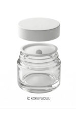 12 Adet Beyaz Kapaklı Parlak Beyaz Cam Lip Sleeping Krem Kozmetik El Bakım Seyahat Kavanozu 50 ML - Görsel 3