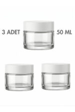 3 Adet Beyaz Kapaklı Parlak Beyaz Cam Lip Sleeping Krem Kozmetik El Bakım Seyahat Kavanozu 50 ML
