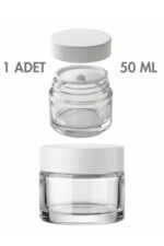 1 Adet Beyaz Kapaklı Parlak Beyaz Cam Lip Sleeping Krem Kozmetik El Bakım Seyahat Kavanozu 50 ML