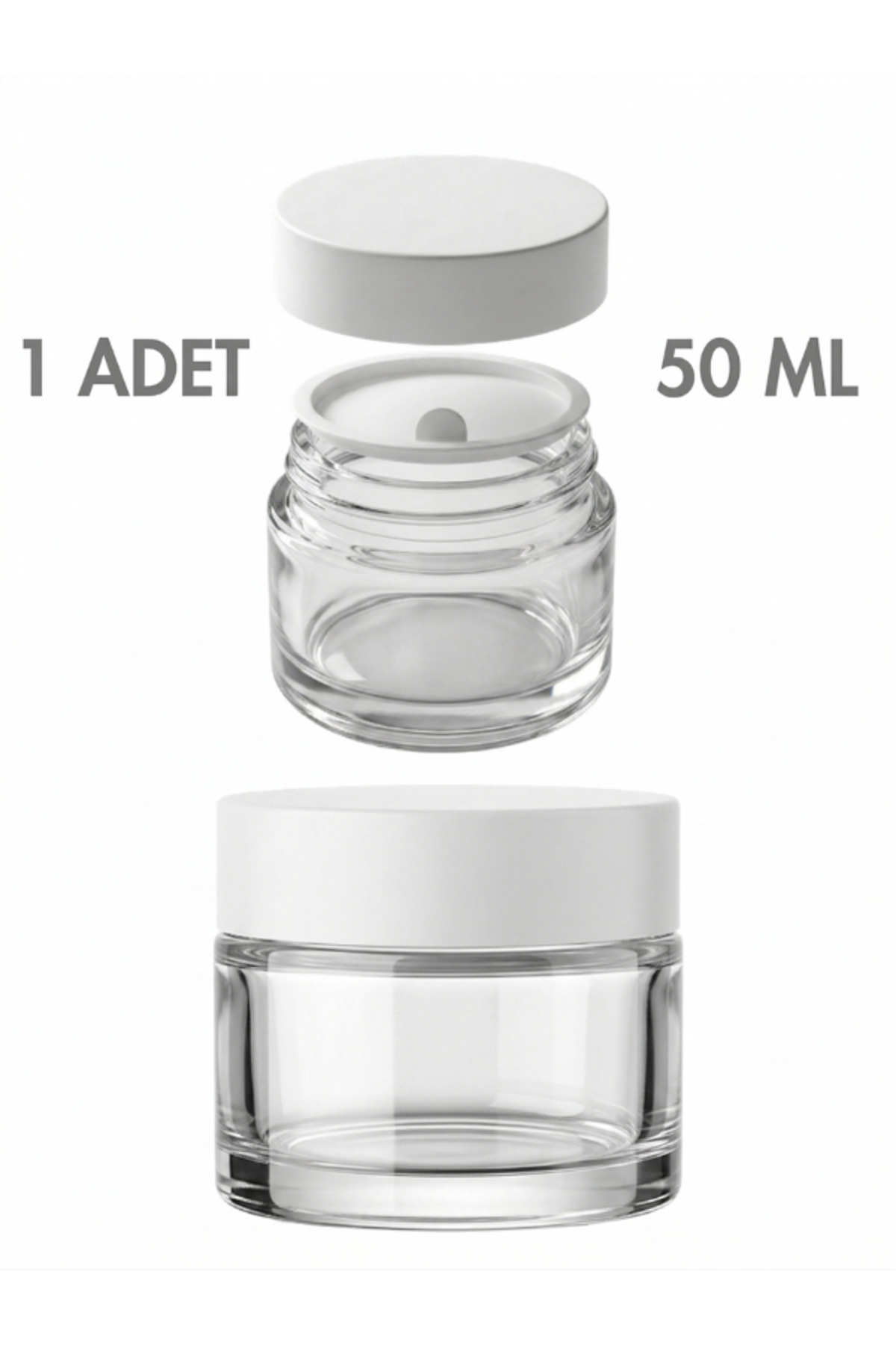 1_org_zoom 1 Adet Beyaz Kapaklı Parlak Beyaz Cam Lip Sleeping Krem Kozmetik El Bakım Seyahat Kavanozu 50 ML - Görsel 1