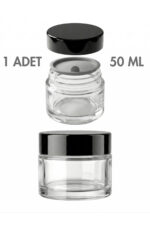 1 Adet Siyah Kapaklı Parlak Beyaz Cam Lip Sleeping Krem Kozmetik El Bakım Seyahat Kavanozu 50 ML