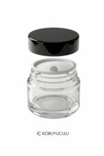 1 Adet Siyah Kapaklı Parlak Beyaz Cam Lip Sleeping Krem Kozmetik El Bakım Seyahat Kavanozu 50 ML - Görsel 3
